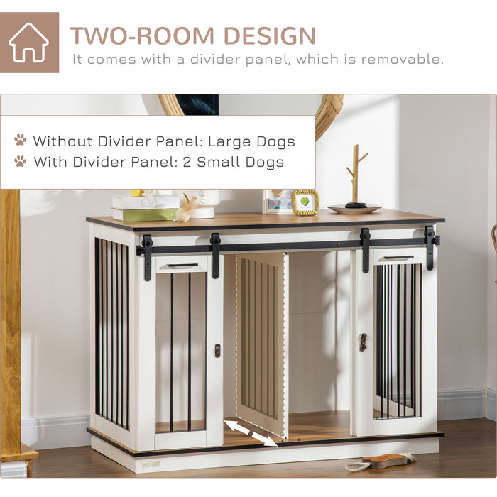 Double-Door Stylish Dog Crate Furniture - Spacious Wooden Cage for Both Large and Small Canines - Elegant Pet Housing Solution for Home Decor and Comfort