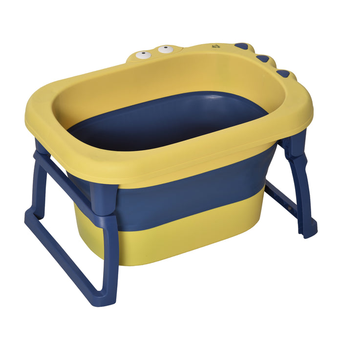 Collapsible Crocodile Baby Bath Tub - Non-Slip, Portable Design with Stool Seat - Ideal for Newborns to 6-Year-Old Children Toddlers