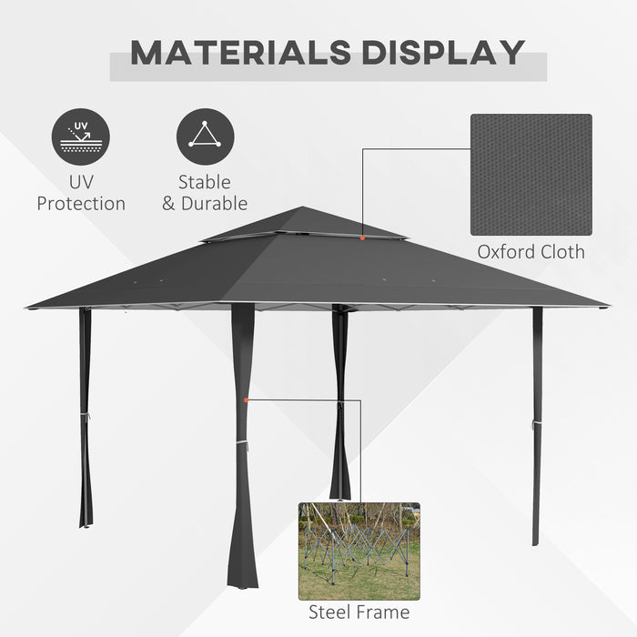 Double Roof Canopy Pop-Up Gazebo 4x4m - UV Proof, Portable with Roller Bag, Adjustable Legs, Steel Frame - Ideal for Outdoor Parties and Events, Dark Grey