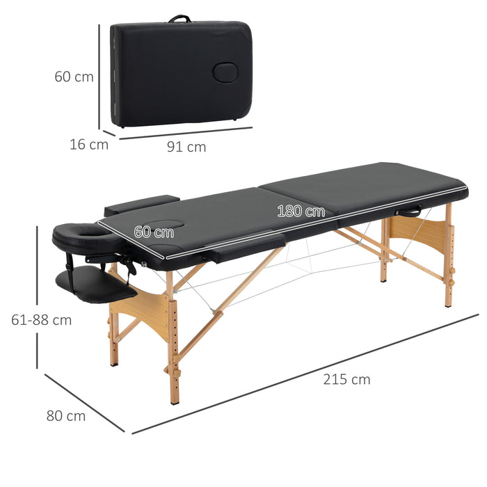 Folding Spa Beauty Massage Table - Portable 2-Section Therapeutic Bed with Carry Bag, Sturdy Wooden Frame - Ideal for Mobile Massage Therapists and Home Spa Enthusiasts