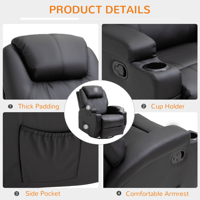 PU Leather Recliner Sofa Chair - Swivel, Massage, and Cinema-Style Armchair for Gaming and Nursing - Ideal for Relaxation and Entertainment in Black