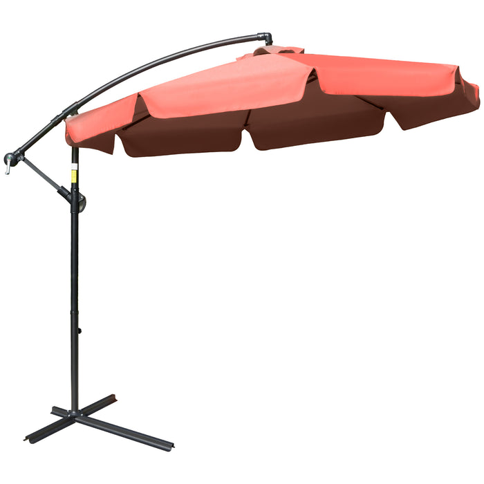 Garden Banana Parasol Cantilever Umbrella - 2.7m Wind-Resistant Outdoor Hanging Sun Shade with Crank Handle - Ideal for Patio Leisure and Protection, Wine Red