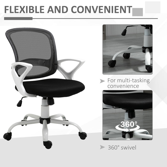 Mesh Ergonomic Office Swivel Chair - Lumbar Support, Adjustable Height & Armrests, Breathable Design - Ideal for Extended Desk Work & Comfort