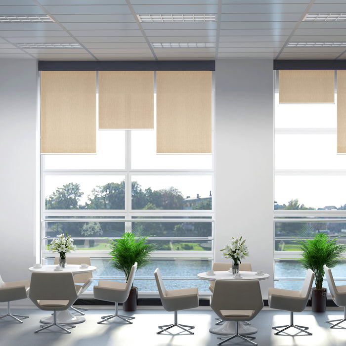 Smart Roller Blinds with WiFi Control - UV Protection Electric Shades, Rechargeable Battery, Easy Installation - Ideal for Home and Office Privacy, Brown, 120 x 180cm