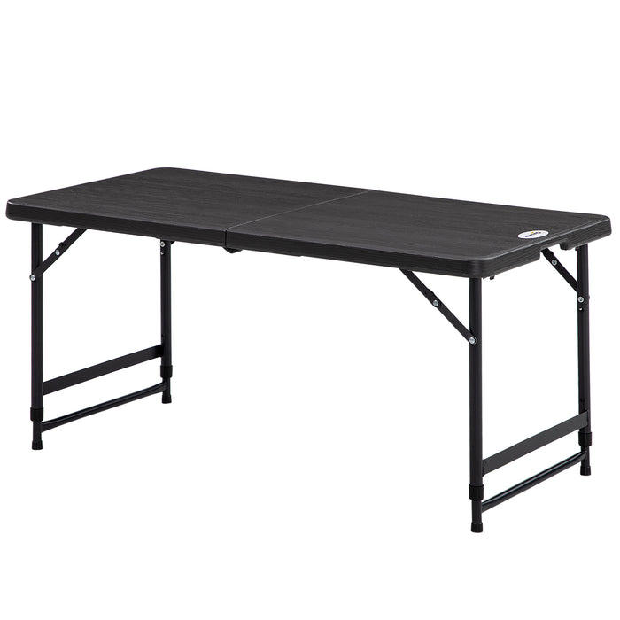 Foldable Patio Dining Table - 4-Person Adjustable Height Outdoor Furniture for Garden and Lawn - Ideal for Al Fresco Dining and Family Gatherings in Dark Grey