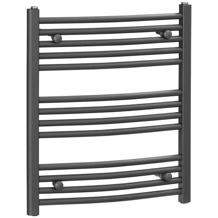 Heated Towel Rail Radiator - Hydronic Bathroom Ladder Warmer, 600mm x 700mm, Grey Finish - Ideal for Central Heating and Cozy Towels