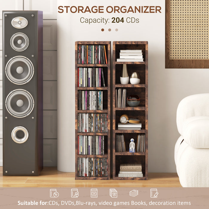 CD Storage Tower Rack with Adjustable Shelving - Space-Saving Media Display Unit - Ideal for Organizing CDs, DVDs, and Game Collections