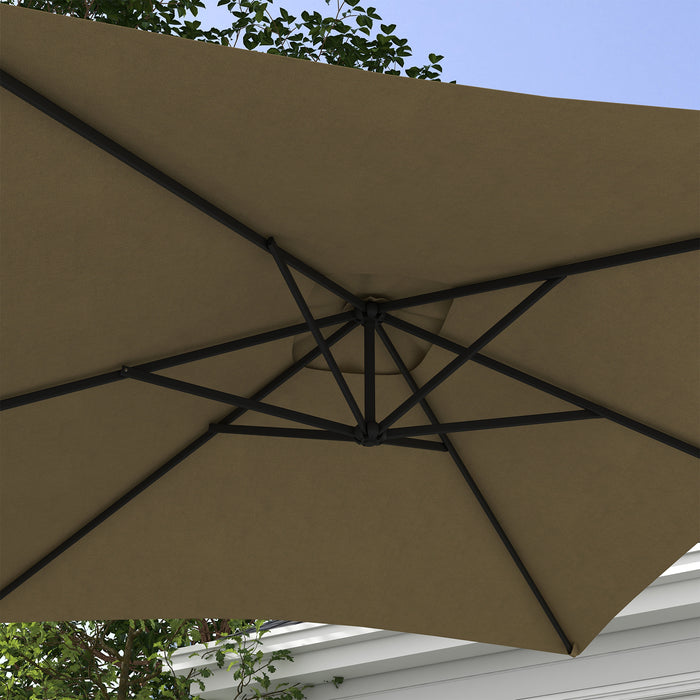 Rectangular Cantilever Parasol 3x2m - Hanging Banana Umbrella with Crank Handle and Sturdy 6-Rib Structure, Cross Base Included - Ideal for Outdoor Patio Sun Protection