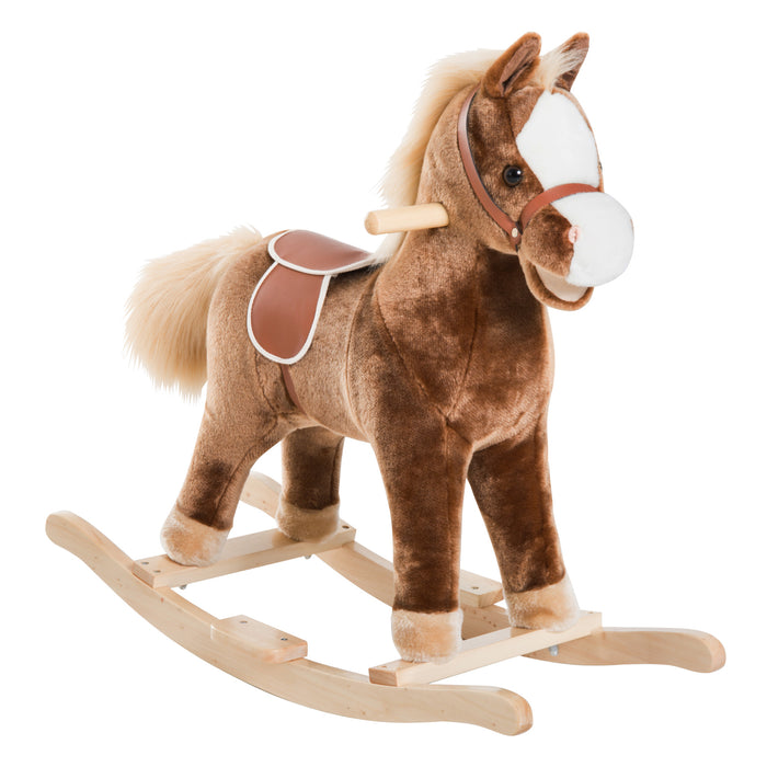 Plush Rocking Horse for Toddlers - Cozy Brown Toy Steed with Soft Fur - Gentle Rocking Motion for Young Children