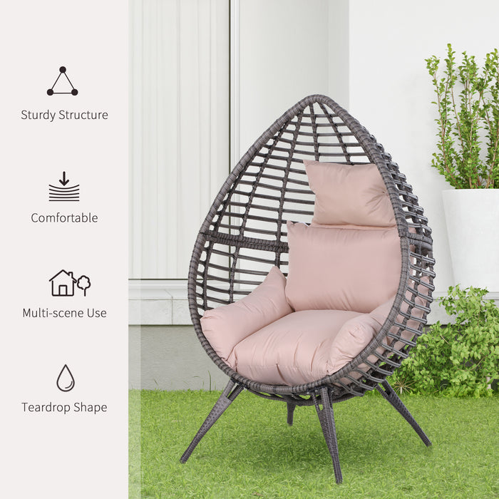 Elegant Rattan Teardrop Egg Chair with Plush Cushion - Wicker Weave Design for Indoor/Outdoor Use - Perfect Comfortable Nook for Relaxation