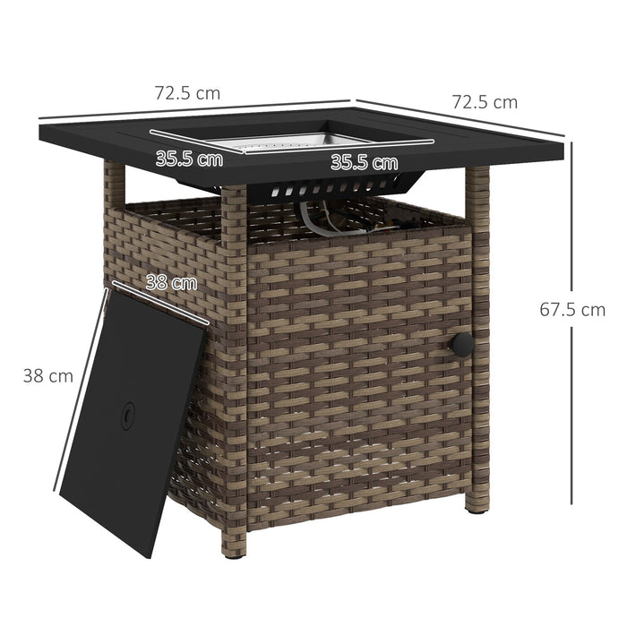 Outdoor Propane Gas Fire Pit Table - 72.5 cm Square with 50,000 BTU and Protective Cover - Perfect for Patio Entertaining and Chilly Evenings