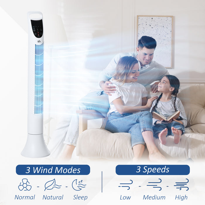 36'' Freestanding Tower Fan with LED Display - 3 Speed Settings, 70° Oscillation, 7.5-Hour Timer, Includes 5M Remote Control - Ideal for Cooling and Air Circulation in Large Rooms