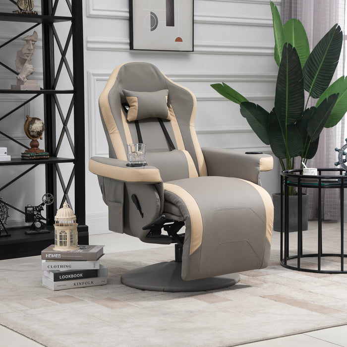 Manual Recliner - PU Leather Lounge Armchair with 360° Swivel and 135° Reclining Function - Adjustable Leg Rest for Optimal Comfort