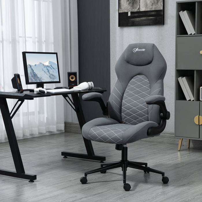 Ergonomic Home Office Desk Chair - Computer Chair with Flip-Up Armrests, Swivel Seat, Tilt Function in Dark Grey - Ideal for Comfortable Work From Home Setup