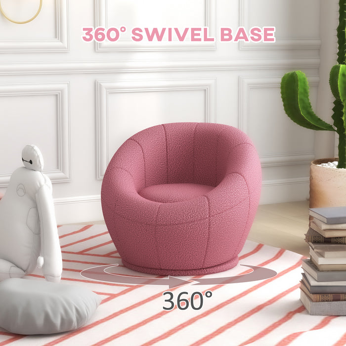 Swivel Upholstered Accent Chair - Modern Armchair for Living Room, Bedroom, Home Office - Comfy Pink Seating Solution for Stylish Decor