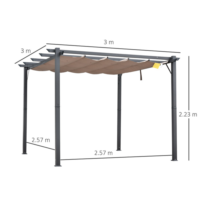 Aluminium Pergola Canopy Gazebo - 3x3 Meter Outdoor Garden Sun Shade Shelter with Awning - Ideal for Marquee Parties and BBQs