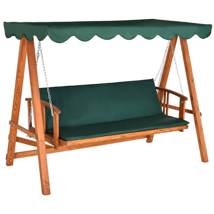 Outdoor Wooden Swing Chair - 3-Seater Garden Loveseat - Perfect for Patio Relaxation and Family Enjoyment