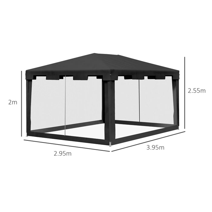 Outdoor Party Tent 4x3m - Waterproof Wedding Gazebo with PE Canopy Shade and Panels - Ideal for Gatherings and Celebrations