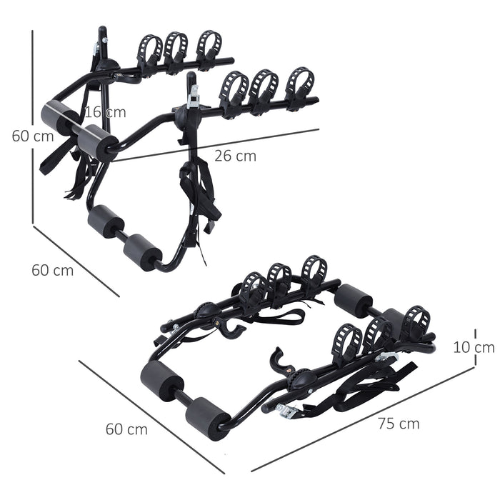 Bike Rack Carrier for 3 Bicycles - Durable Black Mount for Vehicle Transport - Ideal for Road Trip Enthusiasts and Outdoor Cyclists