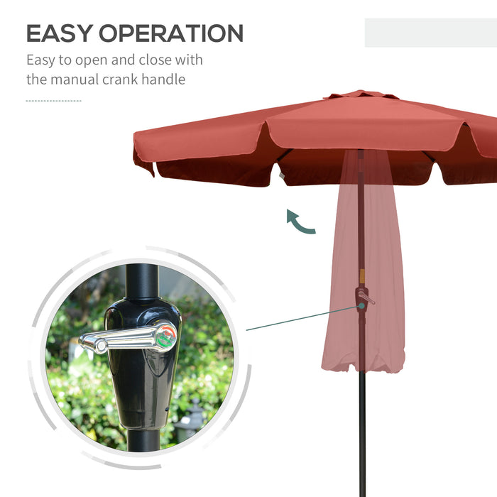 Wine Red 2.66m Patio Umbrella - Outdoor Garden Parasol with Elegant Ruffles and Sun Shade - 8 Rib Durable Design for Cozy Tableside Relaxation