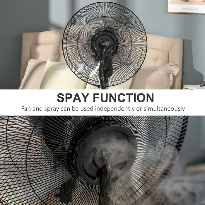 Humidifying Misting Pedestal Fan with Water Spray - 3-Speed Standing Fan, 3.1L Tank & Electric Mosquito Killer Feature, Black - Ideal for Cooling & Insect Control in Home or Outdoor Spaces