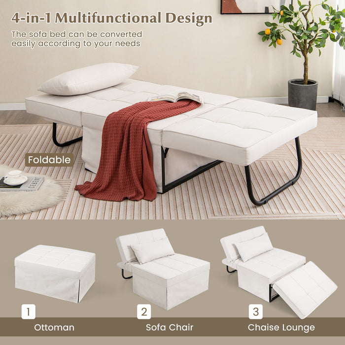 Convertible Furniture Company - 4 in 1 Adjustable Backrest Sofa Bed in Beige - Perfect Solution for Small Living Spaces