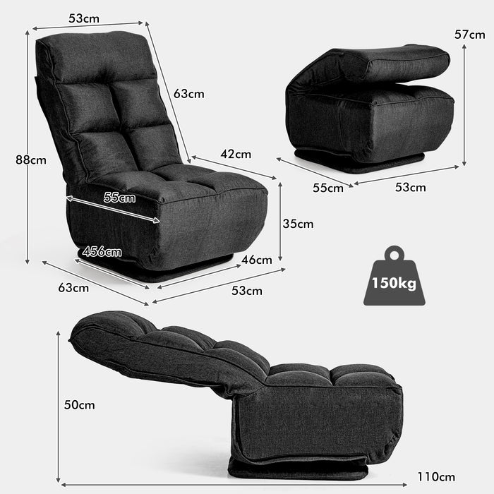 Gaming Floor Chair - Folding Design with 6 Adjustable Positions - Ideal for Gamers and Home Office Use