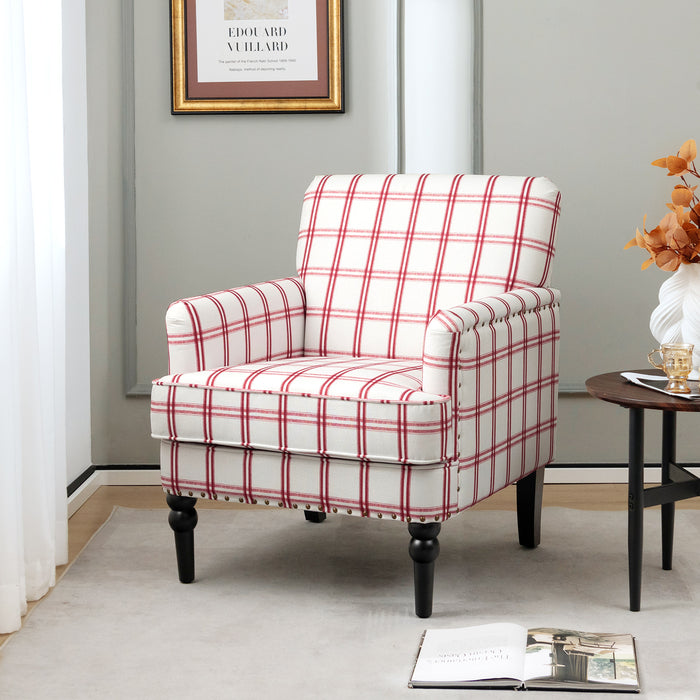 Red Upholstered Accent Chair with Nailhead Trim - Stylish Accent Furniture for Living Room or Office - Ideal for Relaxation & Enhanced Décor