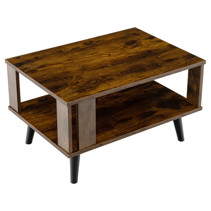 Industrial Style Wooden Coffee Table - Features a Storage Shelf, Perfect for Home Office Settings - Ideal Furniture Solution for Maximizing Space