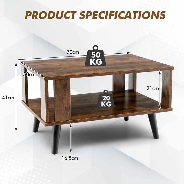 Industrial Style Wooden Coffee Table - Features a Storage Shelf, Perfect for Home Office Settings - Ideal Furniture Solution for Maximizing Space