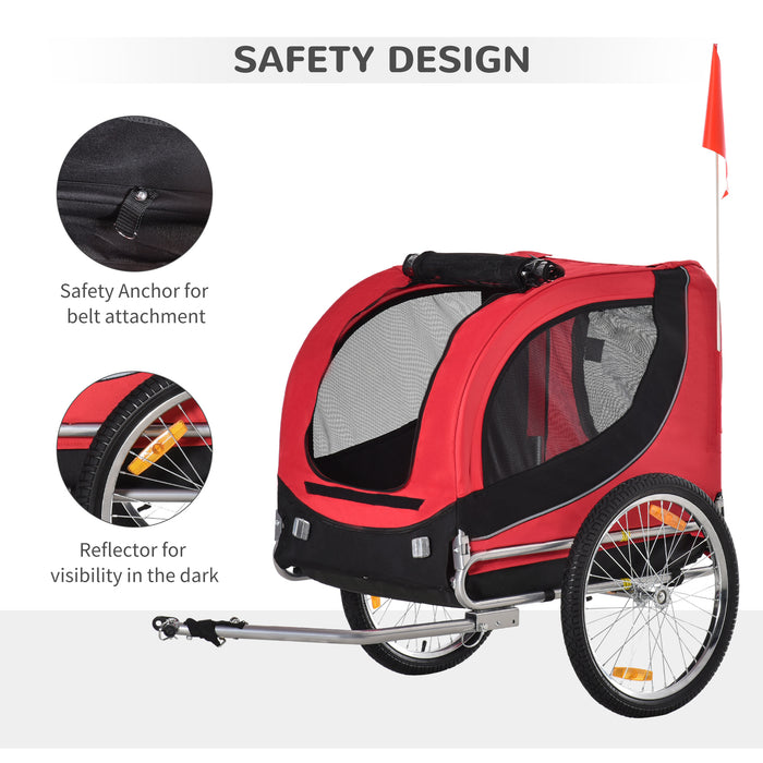 Folding Dog Bike Trailer and Jogger - Bicycle Pet Travel Carrier with Removable Cover, Red - Ideal for Active Pet Owners and Outdoor Adventures