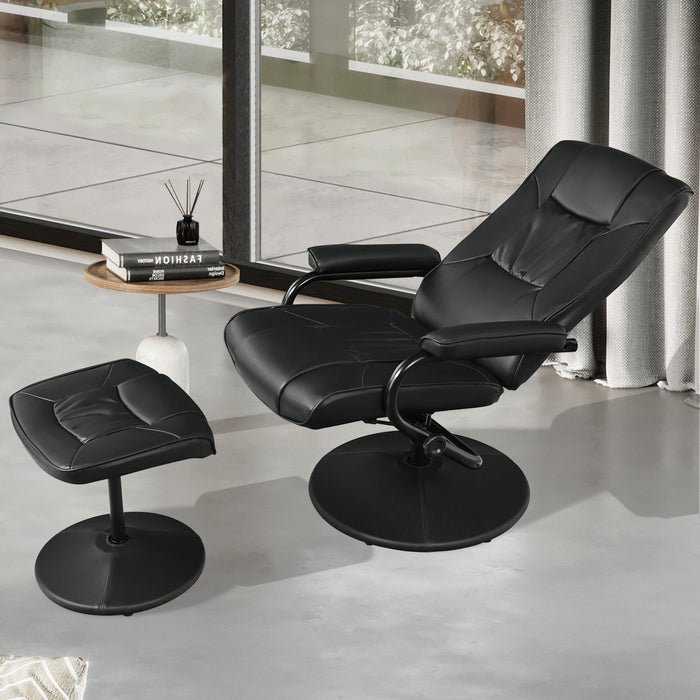 Swivel Recliner - Brown Chair and Footstool with Adjustable Backrest - Designed for Ultimate Comfort and Relaxation