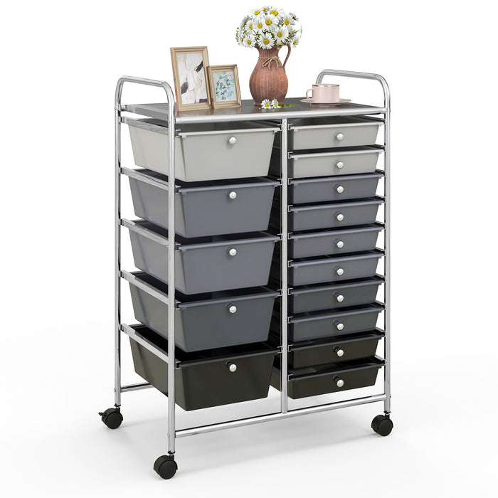 Unbranded 15 Drawer Cart - Rolling Storage Unit with 4 Wheels, Dark Grey - Ideal for Beauty Salon Organizational Needs