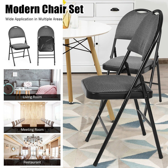 6-Piece Set - Folding Chairs with Handle Hole and Portable Backrest in Grey - Ideal for Portable and Comfortable Seating Solution