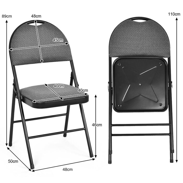 6-Piece Set - Folding Chairs with Handle Hole and Portable Backrest in Grey - Ideal for Portable and Comfortable Seating Solution