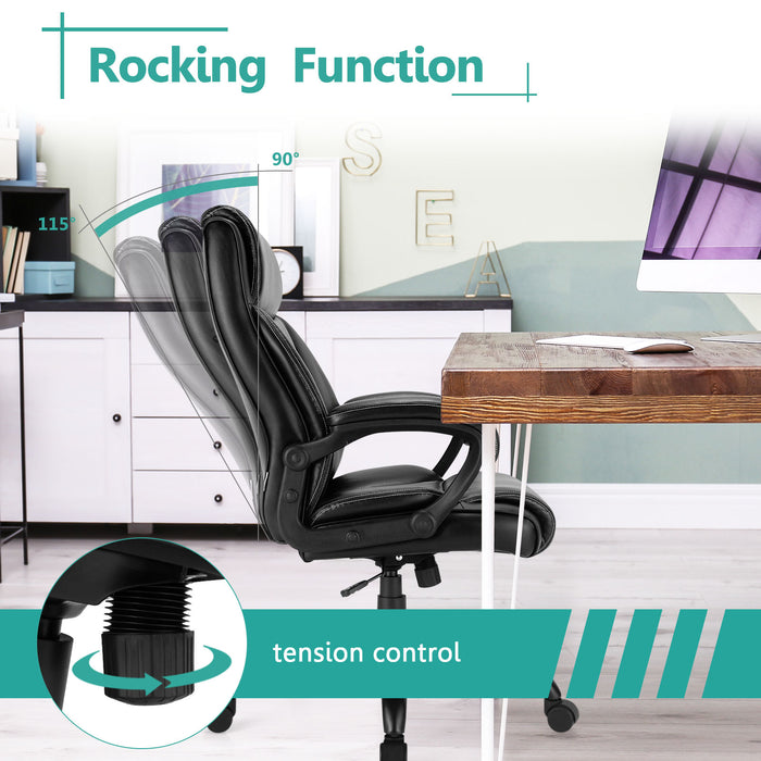 Office Essentials High-Back Chair - Metal Base, Rocking Backrest Office Furniture - Ideal for Extended Office Work