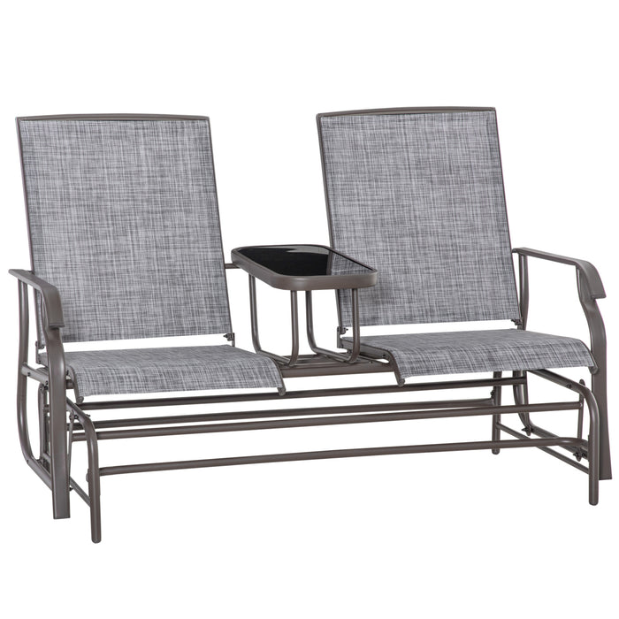 Double Seater Metal Glider Rocking Chair - Outdoor Patio Swing Chair with Center Table - Ideal for Garden Porch Lounging and Relaxation