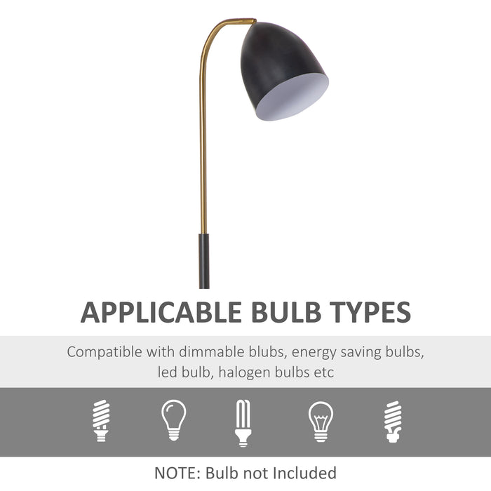 Arc Adjustable Floor Lamp - Black Gold Standing Reading Light with Flexible Lampshade - Ideal for Living Room, Office, Bedroom Ambiance and Task Lighting