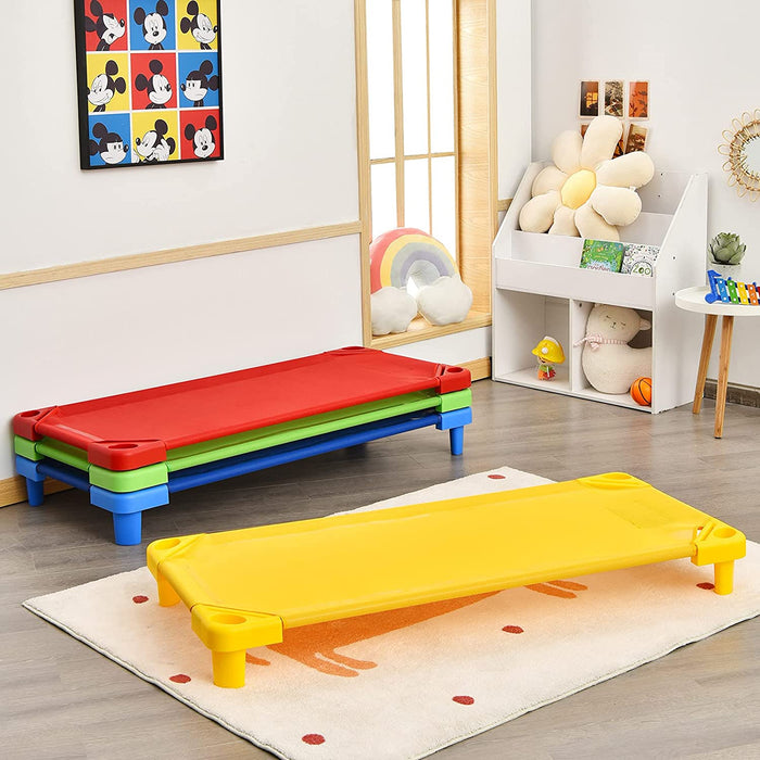 Stackable Kids Nap Cot - Easy Lift Corner Design for Convenient Storage - Ideal Sleep Solution for Daycare and Preschool Children