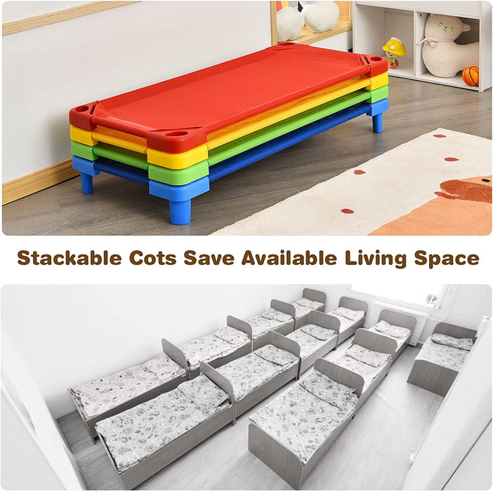 Stackable Kids Nap Cot - Easy Lift Corner Design for Convenient Storage - Ideal Sleep Solution for Daycare and Preschool Children