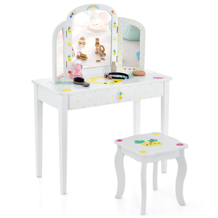 Playset Pretend - Kids' White Vanity and Makeup Dressing Table - Ideal for Children's Imaginative Play