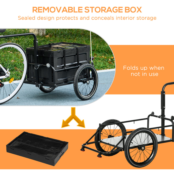 Bicycle Cargo Carrier with 65L Storage - Steel Construction Bike Trailer with Safety Reflectors - Perfect for Hauling Gear up to 40KG