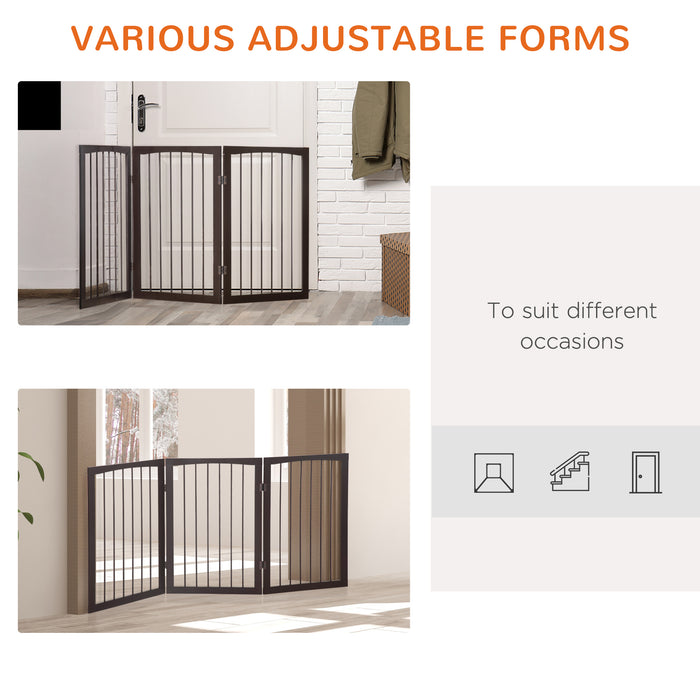 3-Panel Folding Wooden Pet Gate - Indoor Free-Standing Safety Fence for Dogs - Portable Barrier for Pet Separation and Security