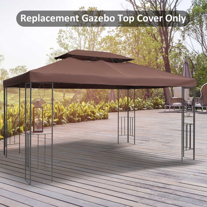 3x4m Gazebo Replacement Canopy - UV-Protective 2-Tier Top Roof Cover for Outdoor Patio - Ideal for Garden Sun Shelter and Awning, Brown (Top Only)