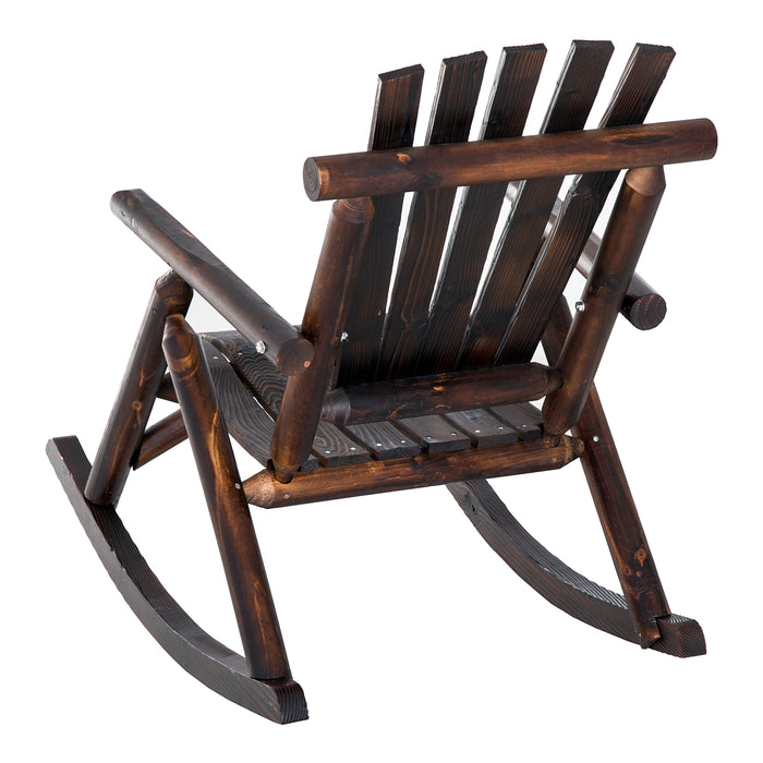 Rustic Fir Wood Rocking Chair - Outdoor Patio Adirondack-Style Comfort Rocker - Ideal for Relaxation & Traditional Decor