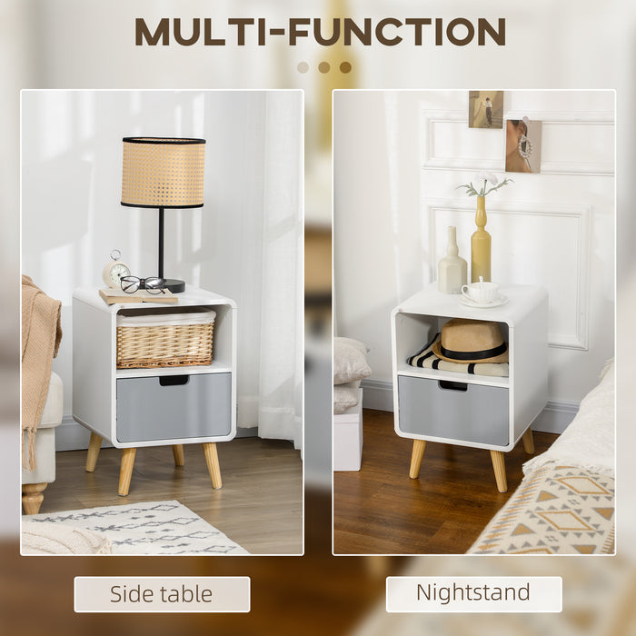 Scandinavian Style Wooden Nightstands - Bedroom Side Tables with Drawers and Storage - Set of 2, Nordic-Inspired Bedside Furniture for Organized Sleep Space