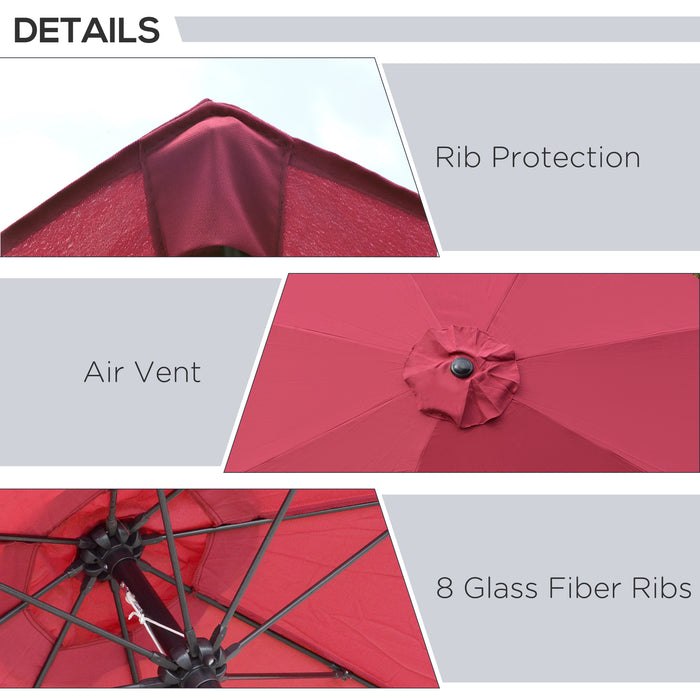 Large 2.6 Meter Red Outdoor Umbrella Parasol - UV & Wind Resistant Garden Shade - Ideal Sun Protection for Patio & Backyard