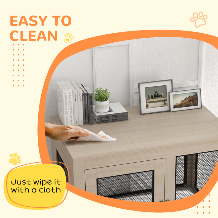 2-in-1 Dog Cage & Stylish End Table - Dual-Door Pet Crate with Comfortable Cushion - Ideal for Large Dogs & Home Décor Integration