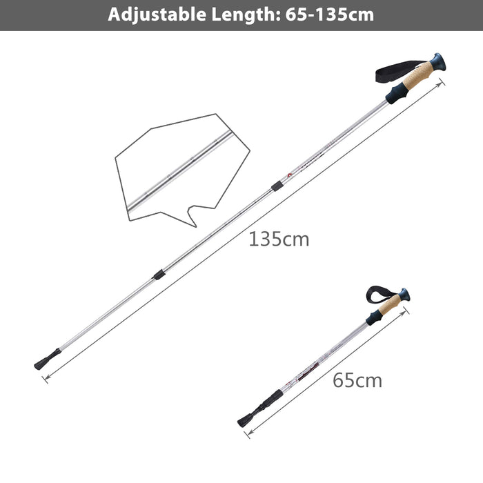 Adjustable Hiking Pole - 65-135 cm Length, Outdoor Walking Stick - Perfect for Hikers and Trekking Enthusiasts