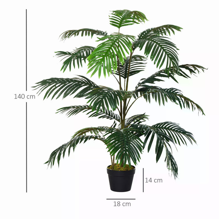 Artificial Palm Plant Tree 140cm/4.6FT - Decorative Faux Greenery with 20 Lifelike Leaves in Nursery Pot - Ideal for Indoor/Outdoor Enhancements & Home Office Decor